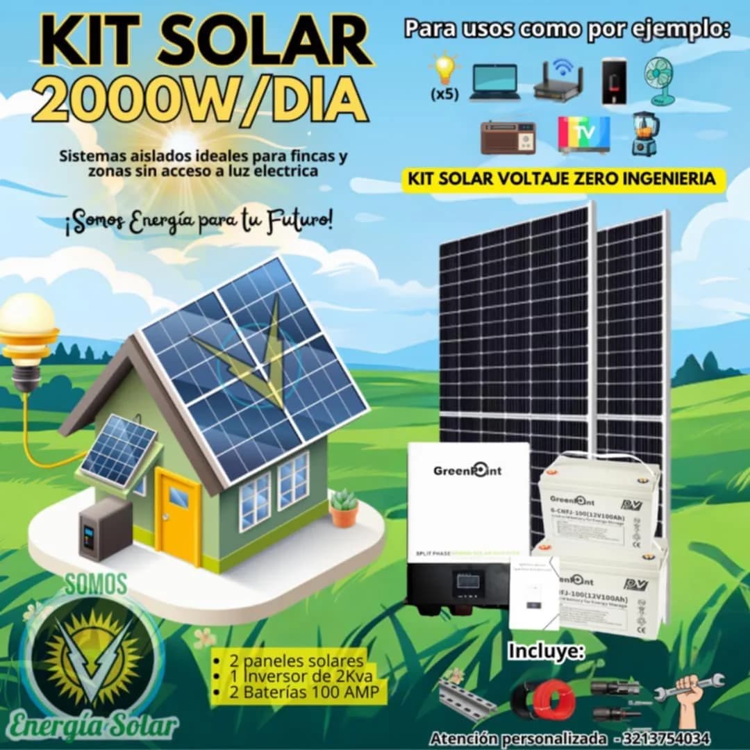 Afiche publicitario del Kit 2.000 W/día